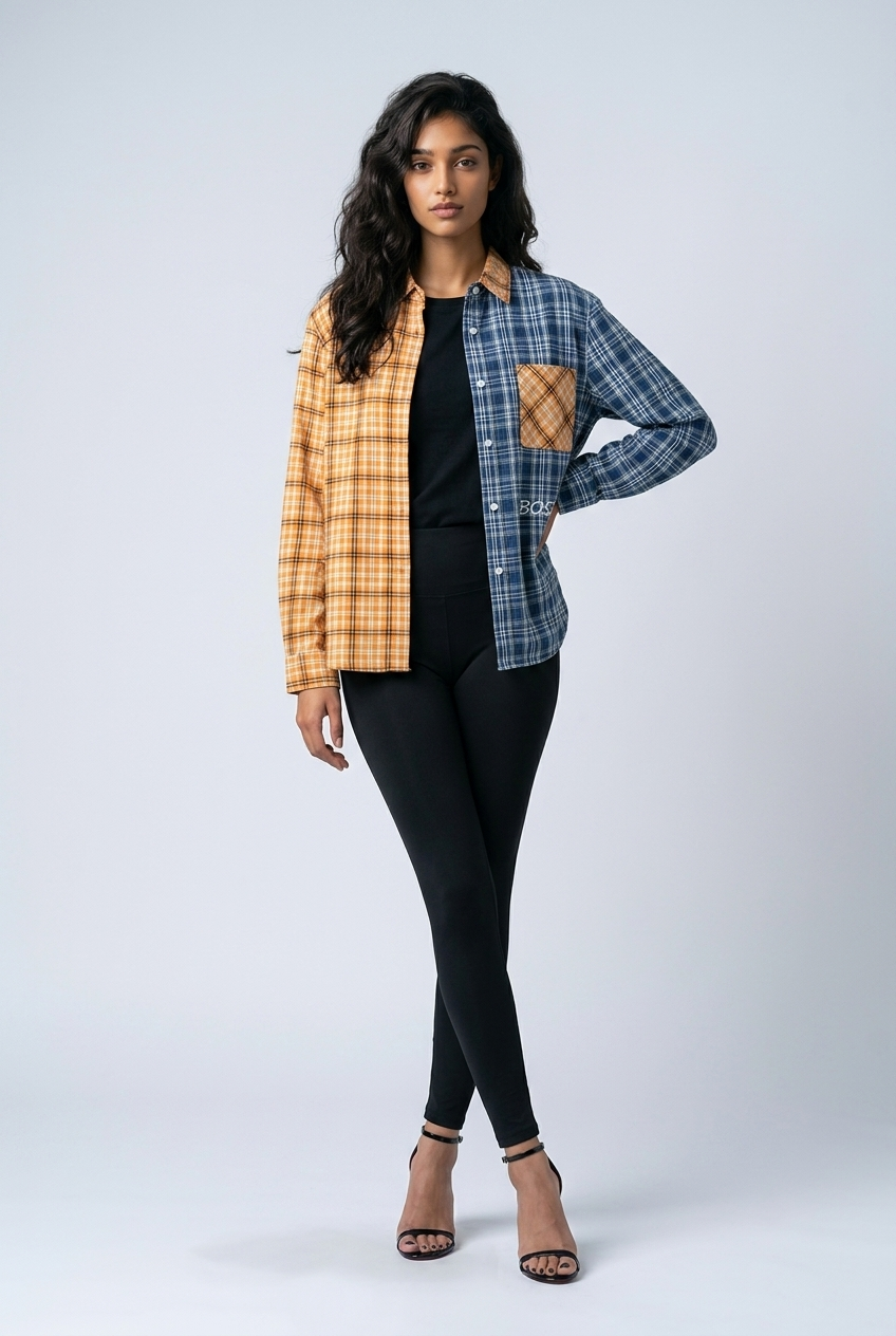 Bosse Signature Unisex Oversized Plaid Color Block Shirt