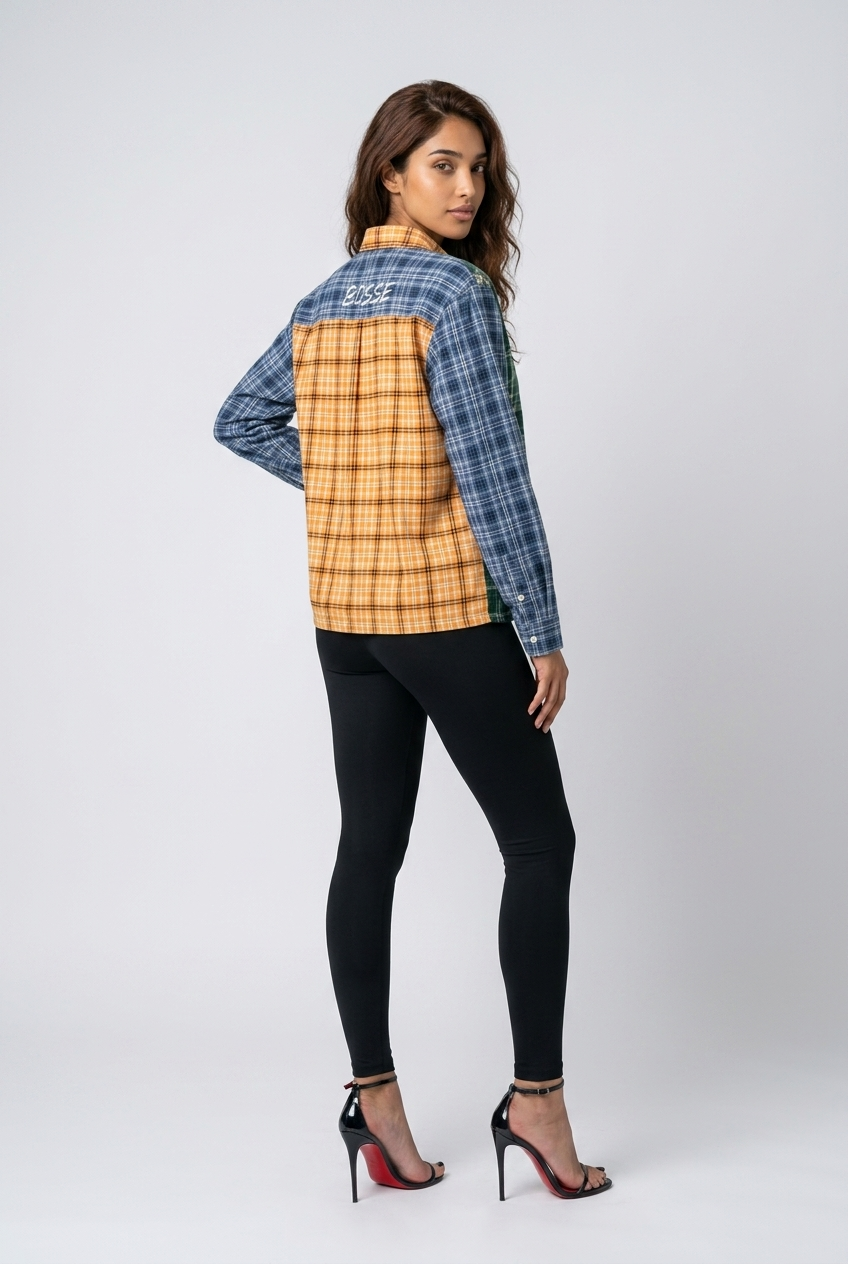 Bosse Signature Unisex Oversized Plaid Color Block Shirt