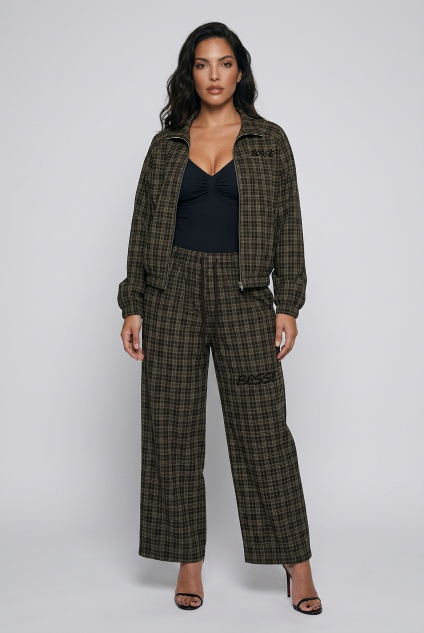 Bosse Signature Unisex Plaid Full-Zip Track Jacket
