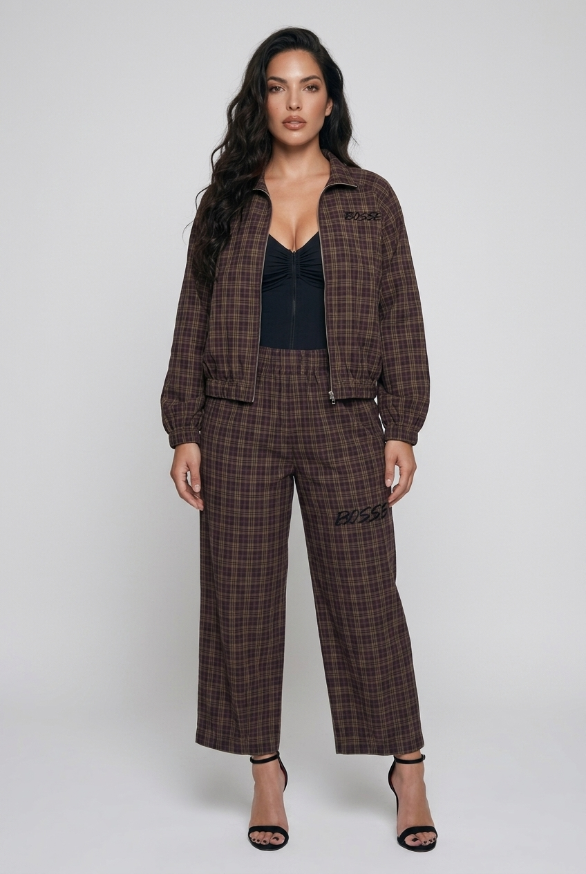 Bosse Signature Unisex Plaid Full-Zip Track Jacket