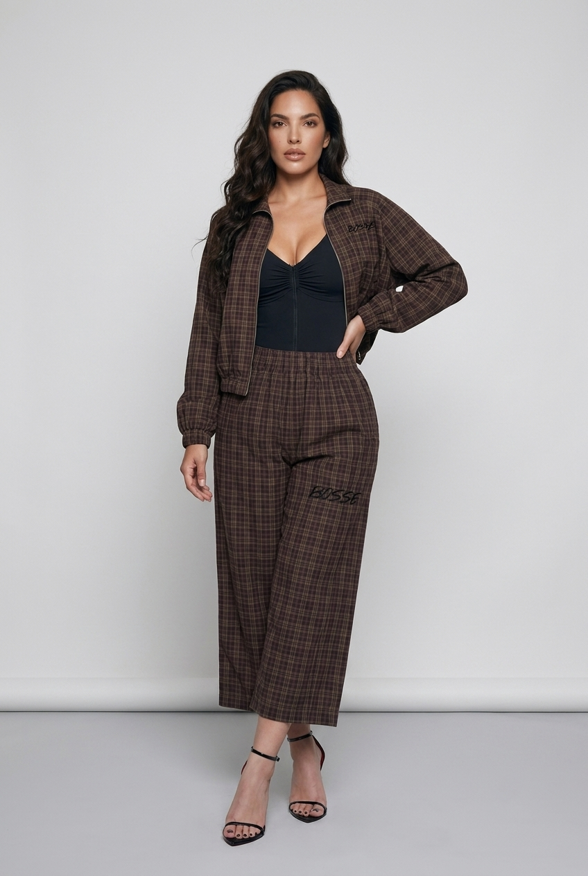 Bosse Signature Unisex Plaid Full-Zip Track Jacket
