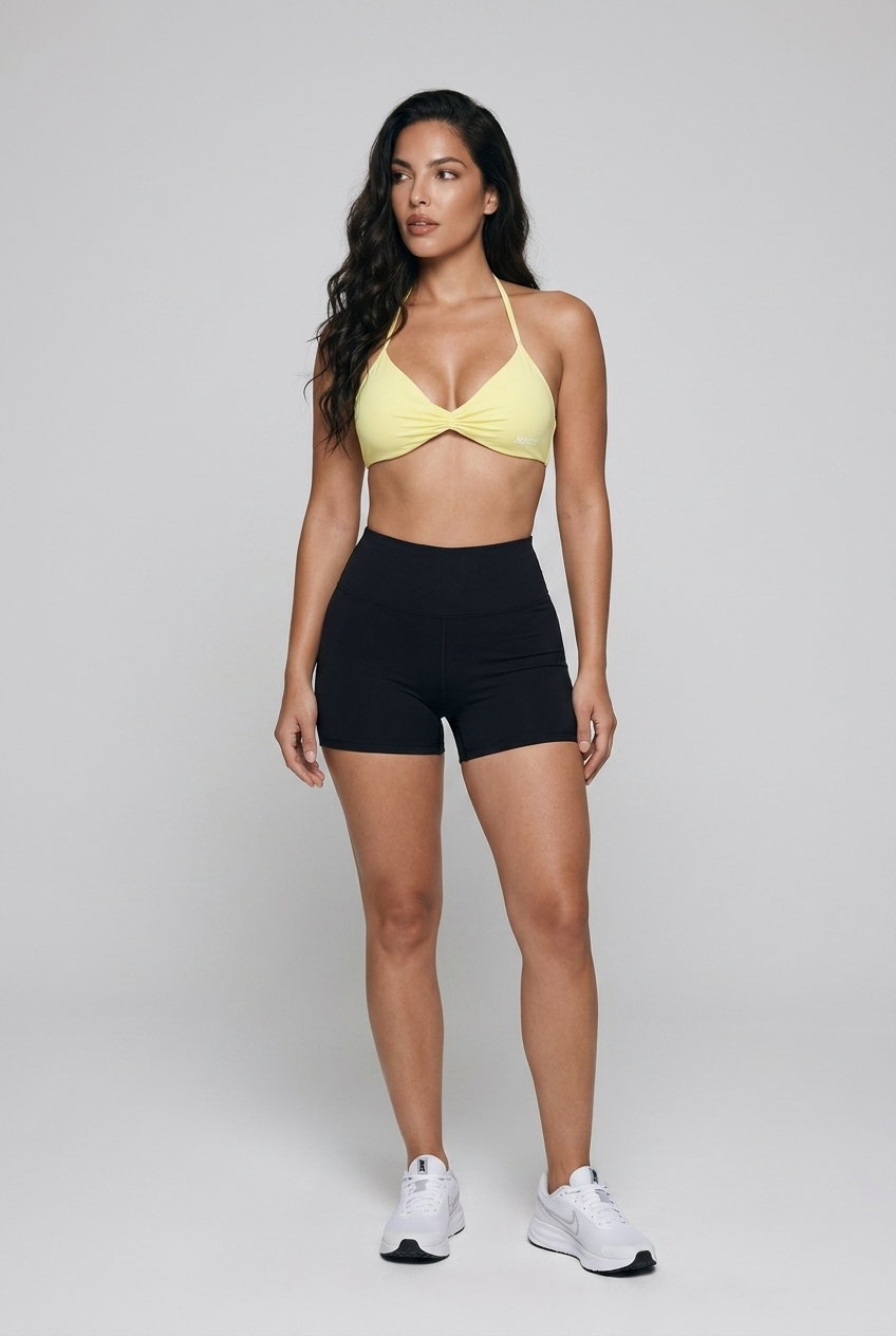 Bosse Signature Ruched Halter-Neck Sports Bra