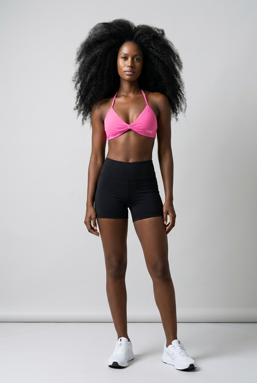 Bosse Signature Ruched Halter-Neck Sports Bra