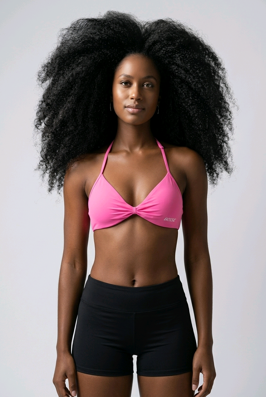 Bosse Signature Ruched Halter-Neck Sports Bra