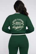 Bosse Basketball Contrast Piping Zip Bomber Jacket