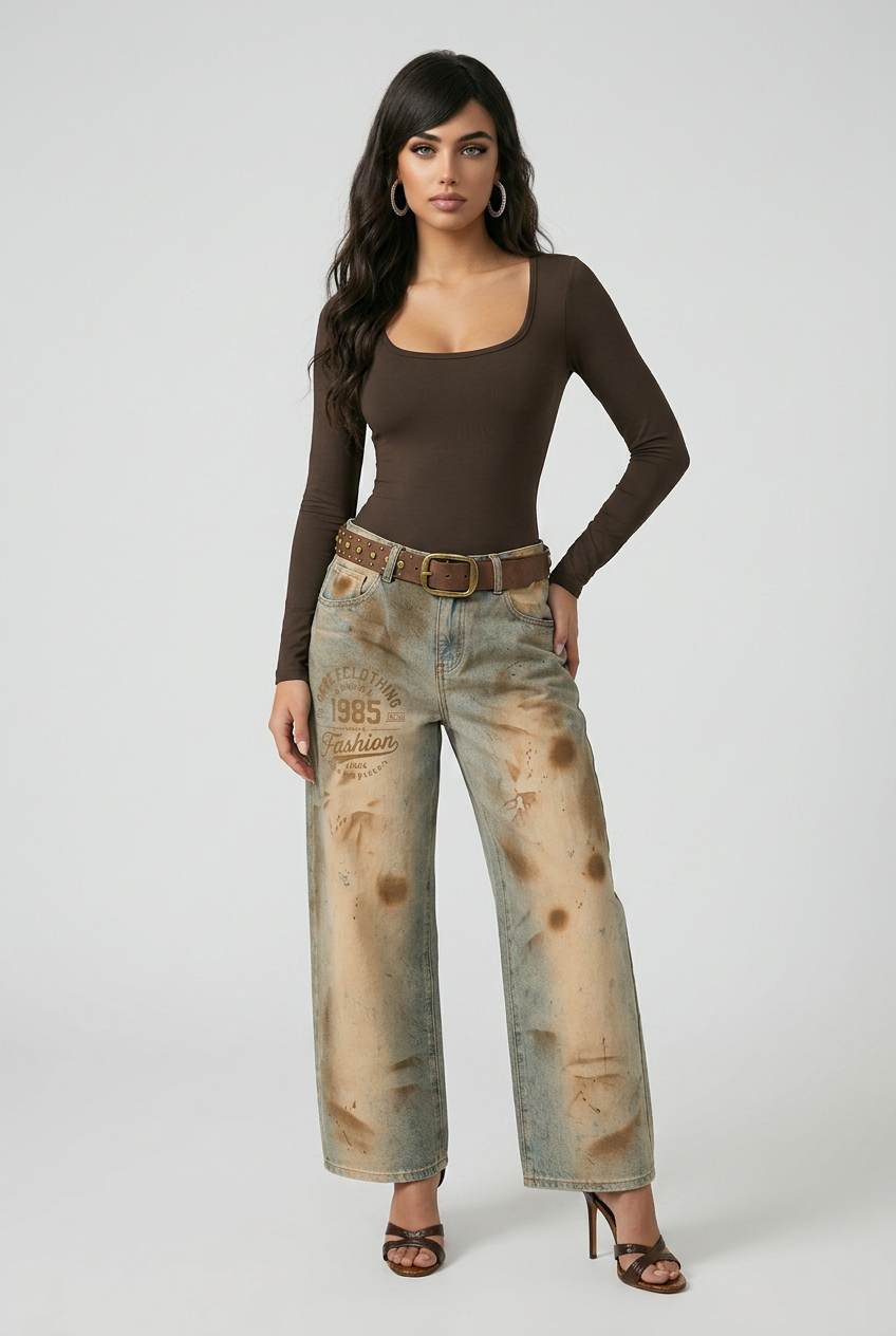 BOSSE Oversized Vintage Wash Barrel Leg Jeans