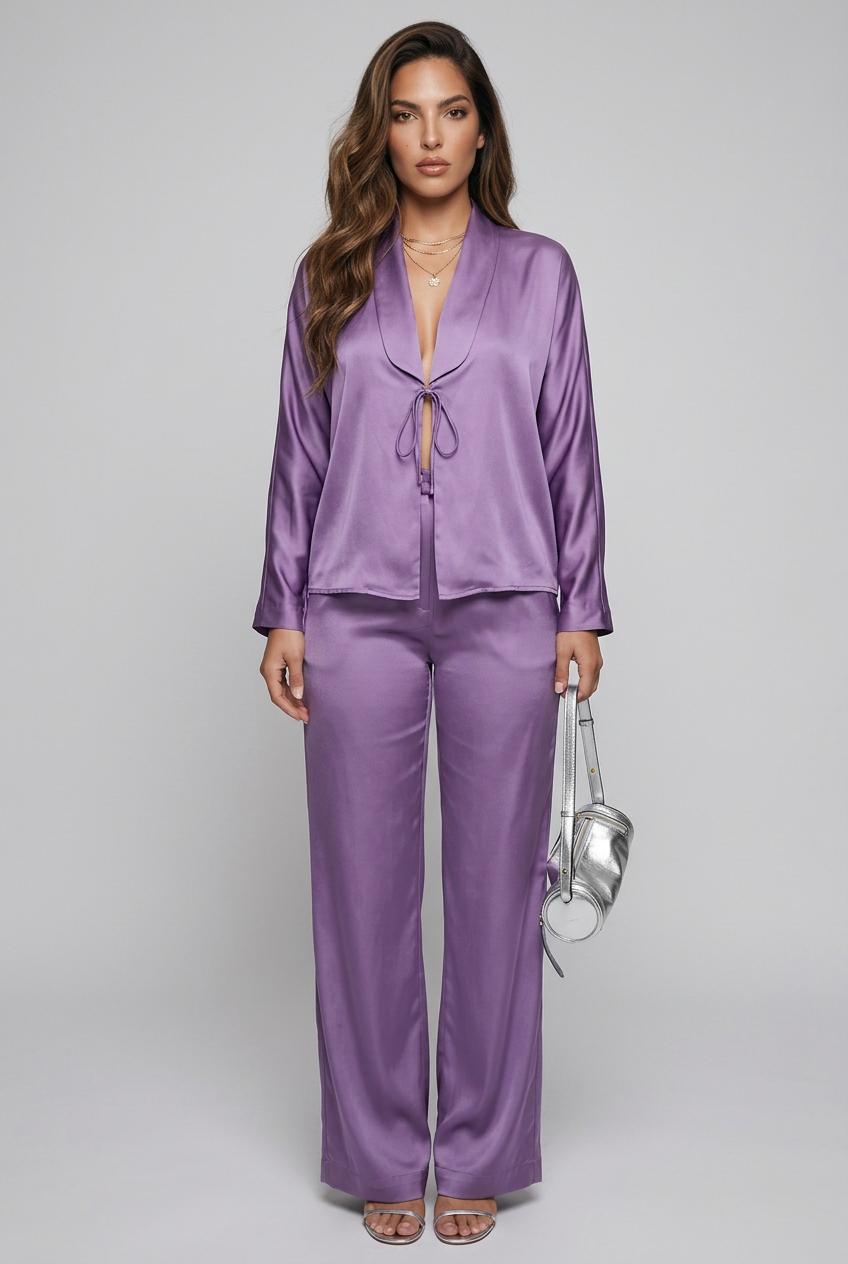 Penelope Open Front Tied Top and Pants Set