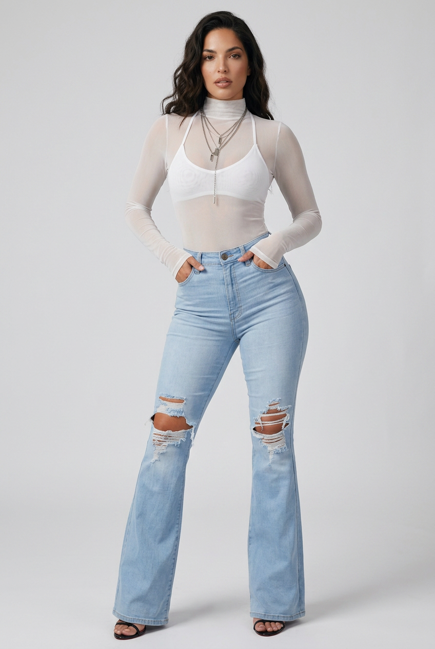 Sheena Mock Neck Long Sleeve Sheer Top (6 Colors)