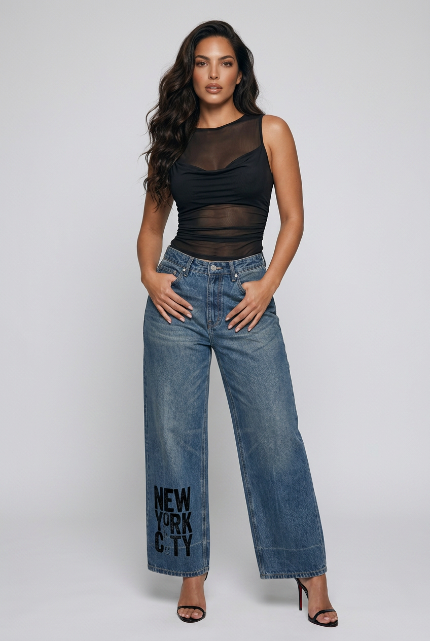 Bosse NYC Vintage Wash Baggy Denim Jeans