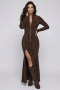Full Size Slit Zipper Front Maxi Dress Plus Size