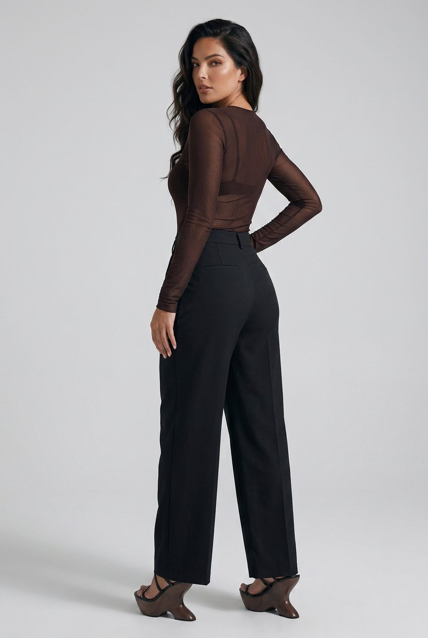 Sheer Mesh Turtleneck Top
