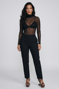 Sheer Mesh Turtleneck Top