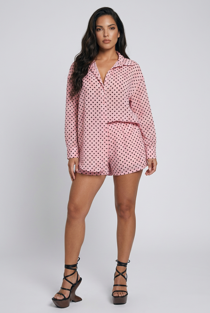 Dottie Button Up Shirt and Shorts Set