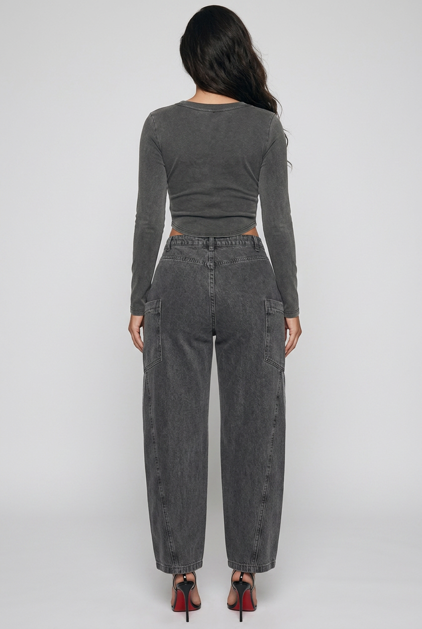 BOSSE Vintage Wash Barrel Leg Jeans