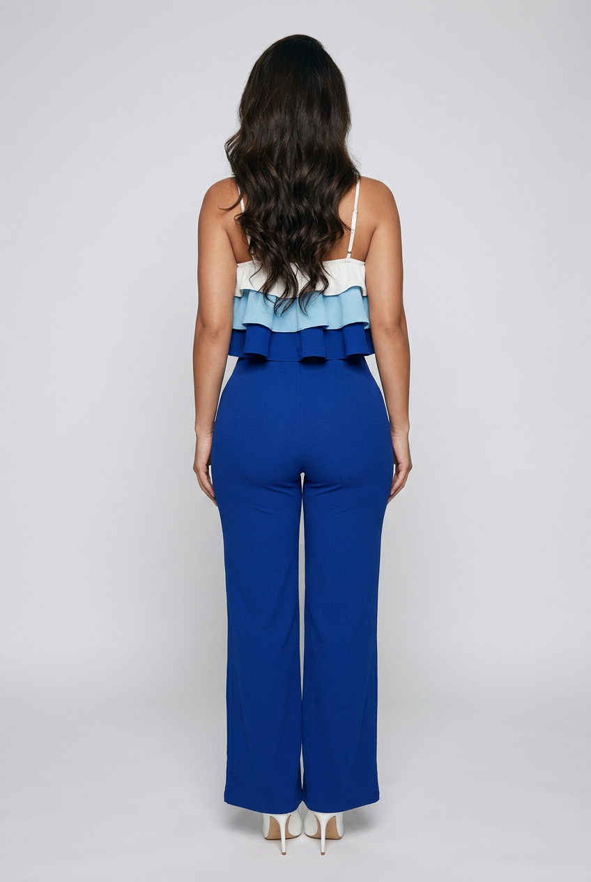 Layered Ruffle Crop Top and Pants Set