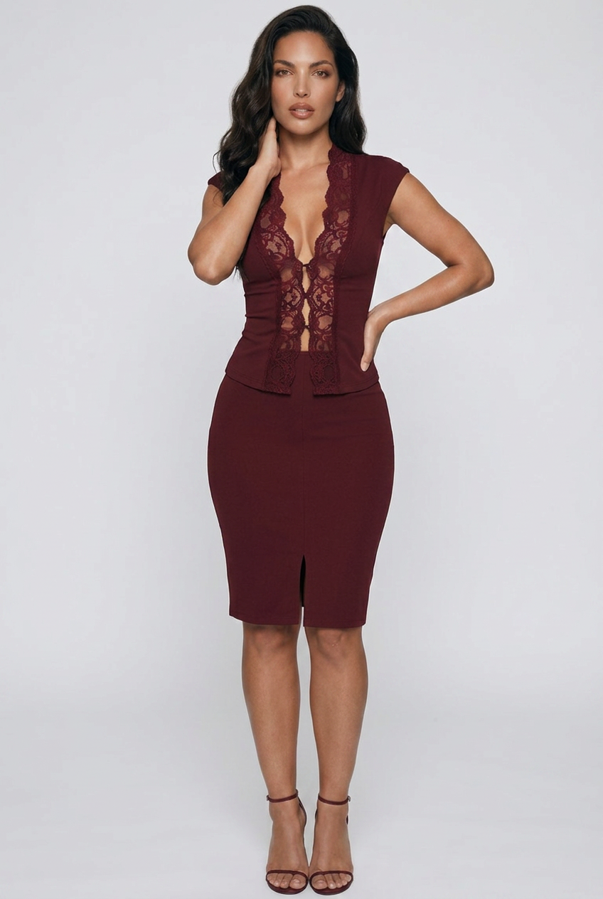 Lace Trim Button Front Vest