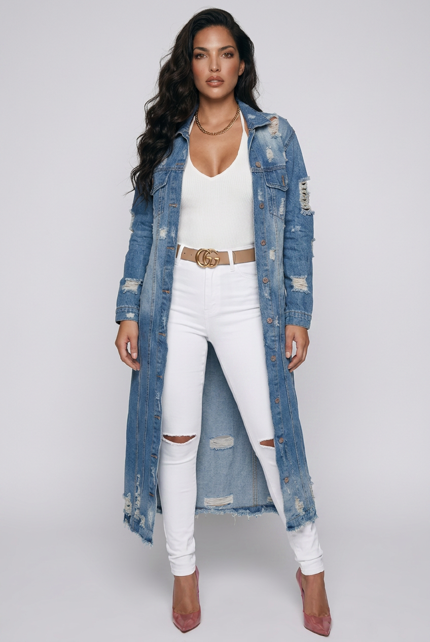 Long Sleeve Raw Hem Denim Jacket *Limited Quantity*