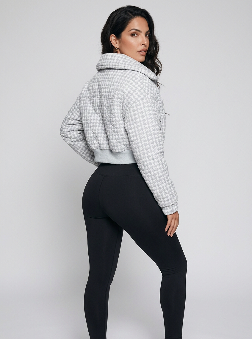 Regan Houndstooth Zip-Up Jacket