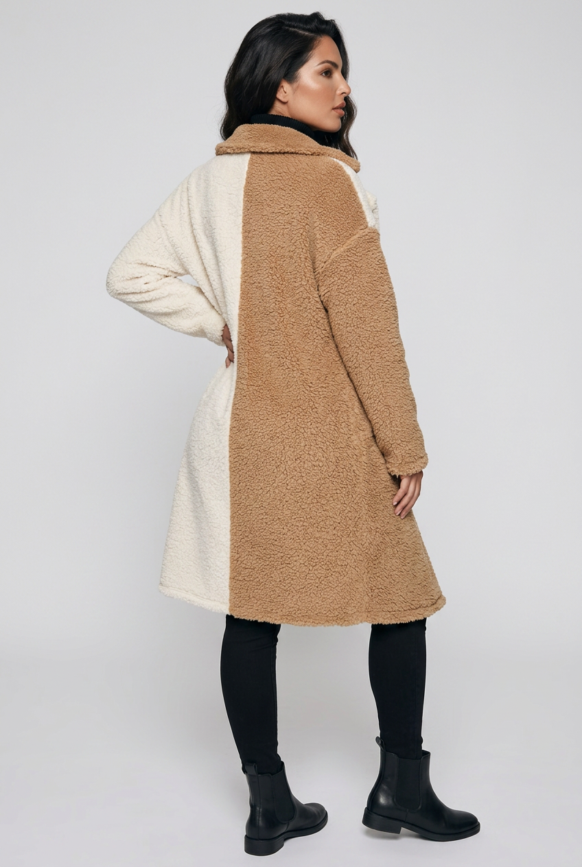Cody Contrast Dropped Shoulder Sherpa Coat