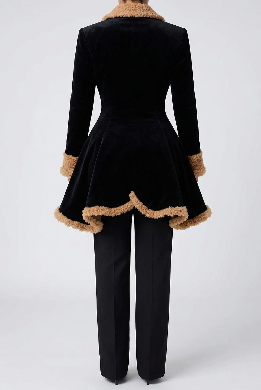 Vintage Suede Sherpa Trimmed Winter Coat