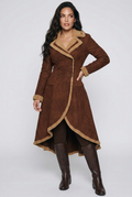 Vintage Style Suede Sherpa Trimmed Overcoat