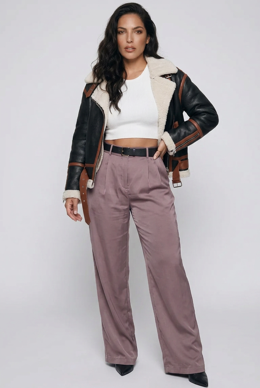 Shearling Lined Zip Up Jacket