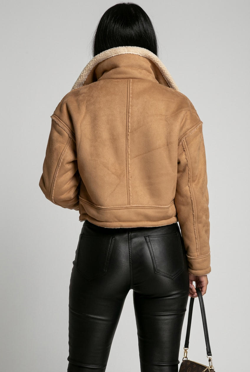Sherpa Trim Cropped Jacket