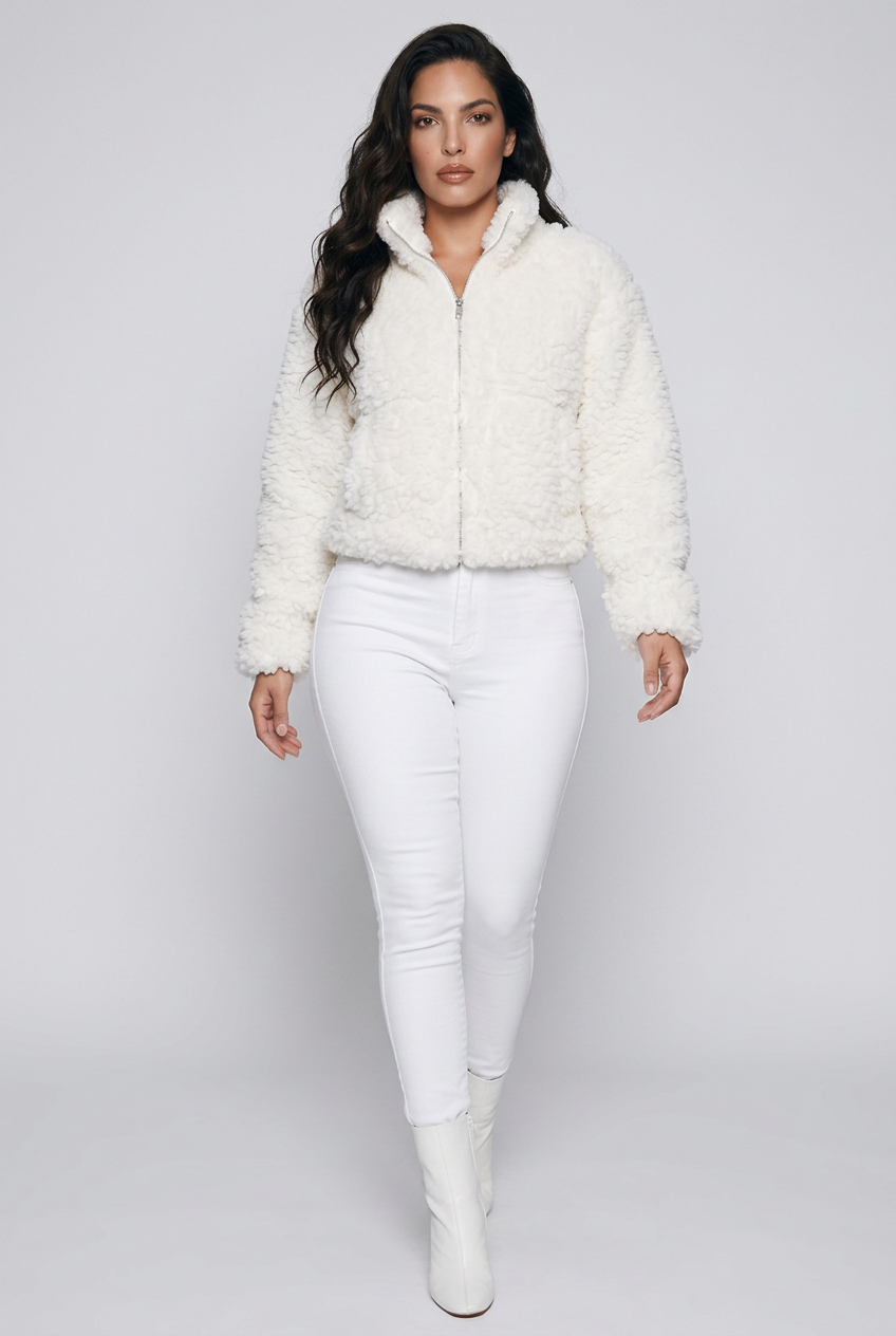 Cozy Zip Up Cropped Sherpa Jacket
