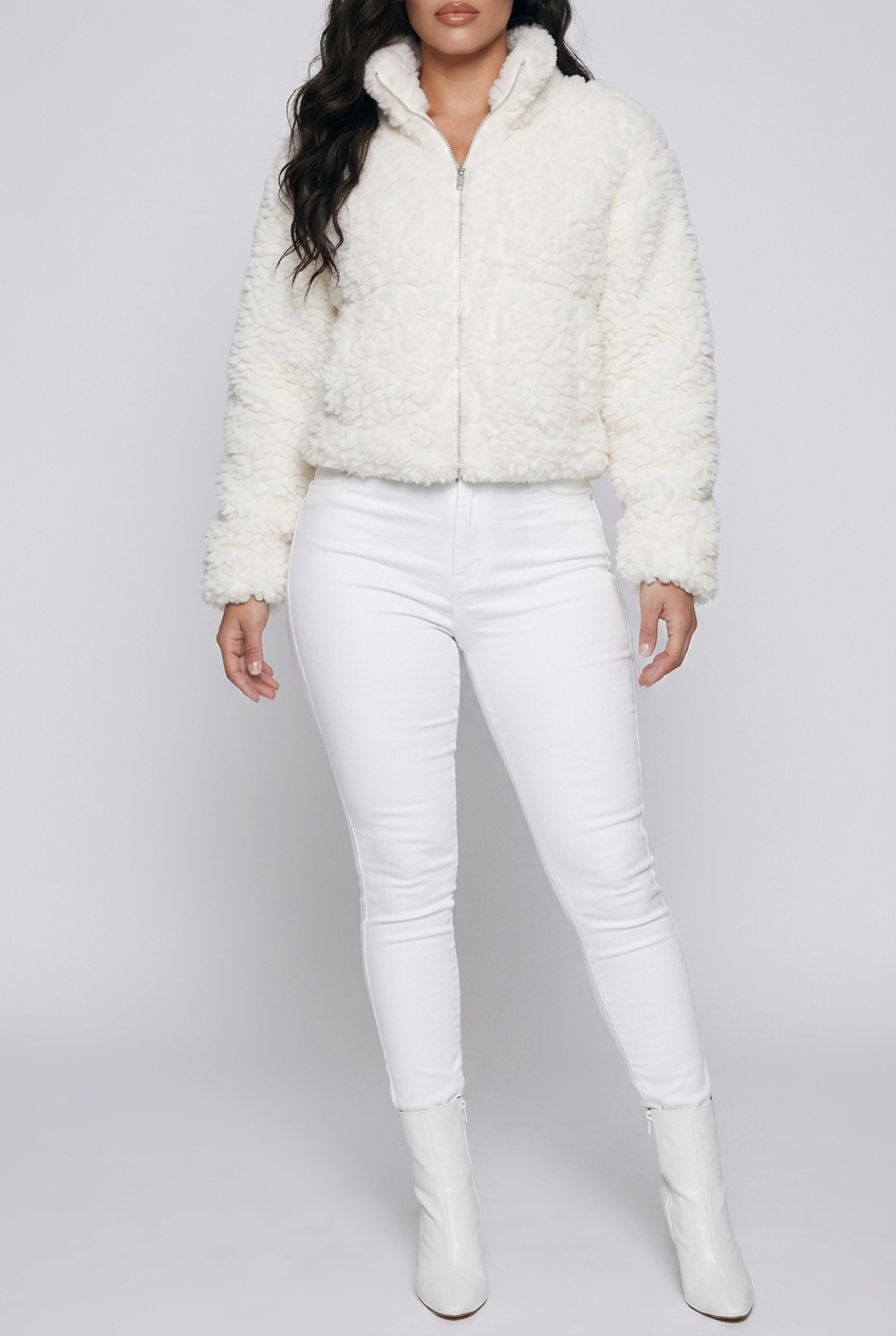 Cozy Zip Up Cropped Sherpa Jacket