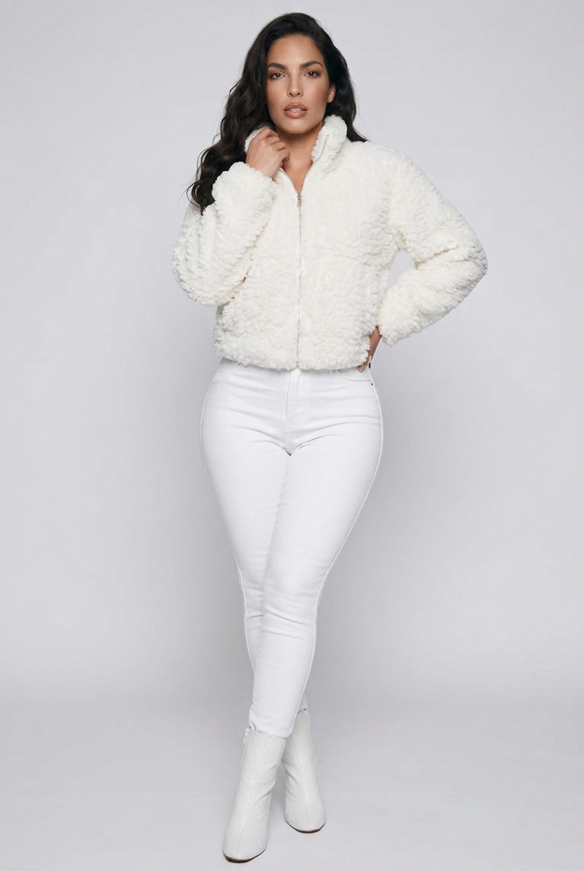 Cozy Zip Up Cropped Sherpa Jacket