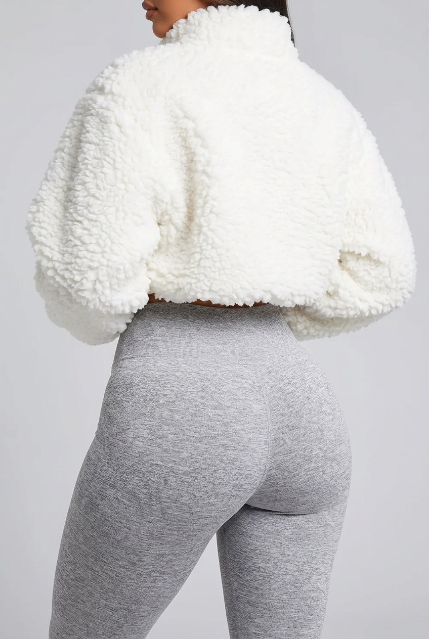 Cozy Zip Up Cropped Sherpa Jacket