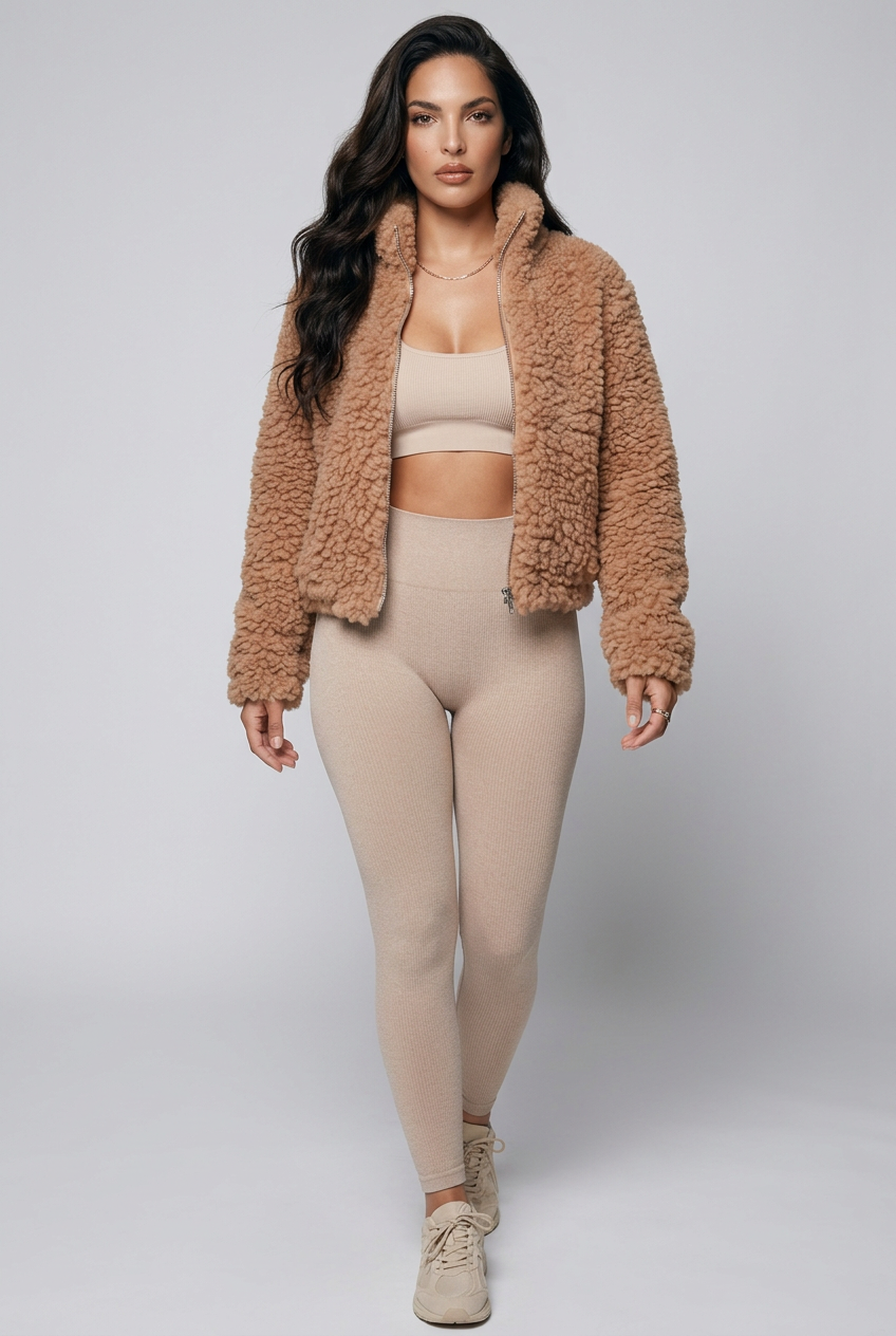 Cozy Zip Up Cropped Sherpa Jacket