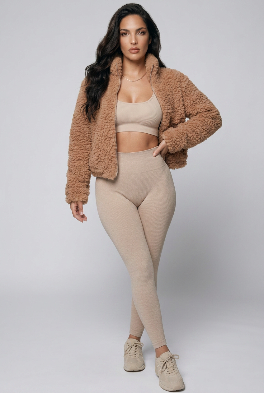 Cozy Zip Up Cropped Sherpa Jacket