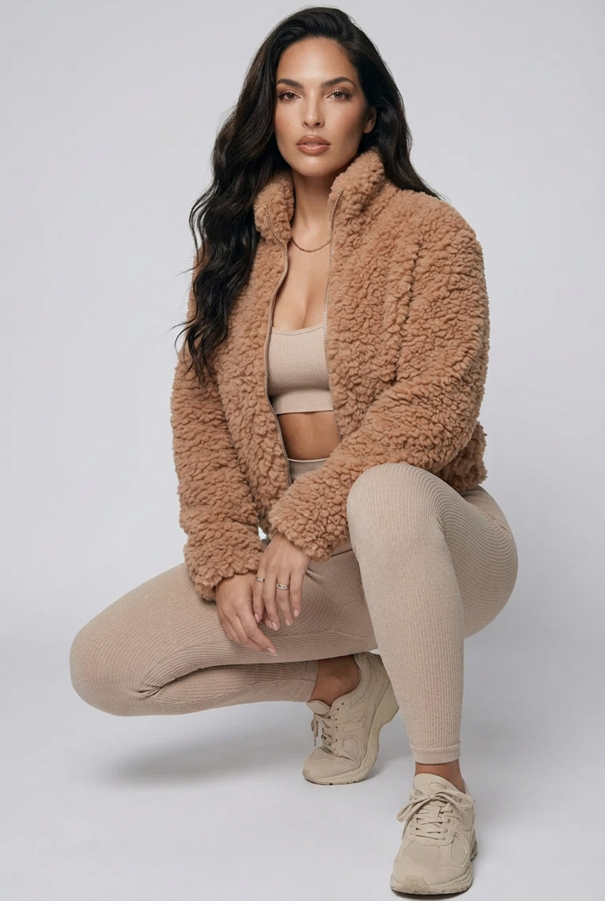 Cozy Zip Up Cropped Sherpa Jacket