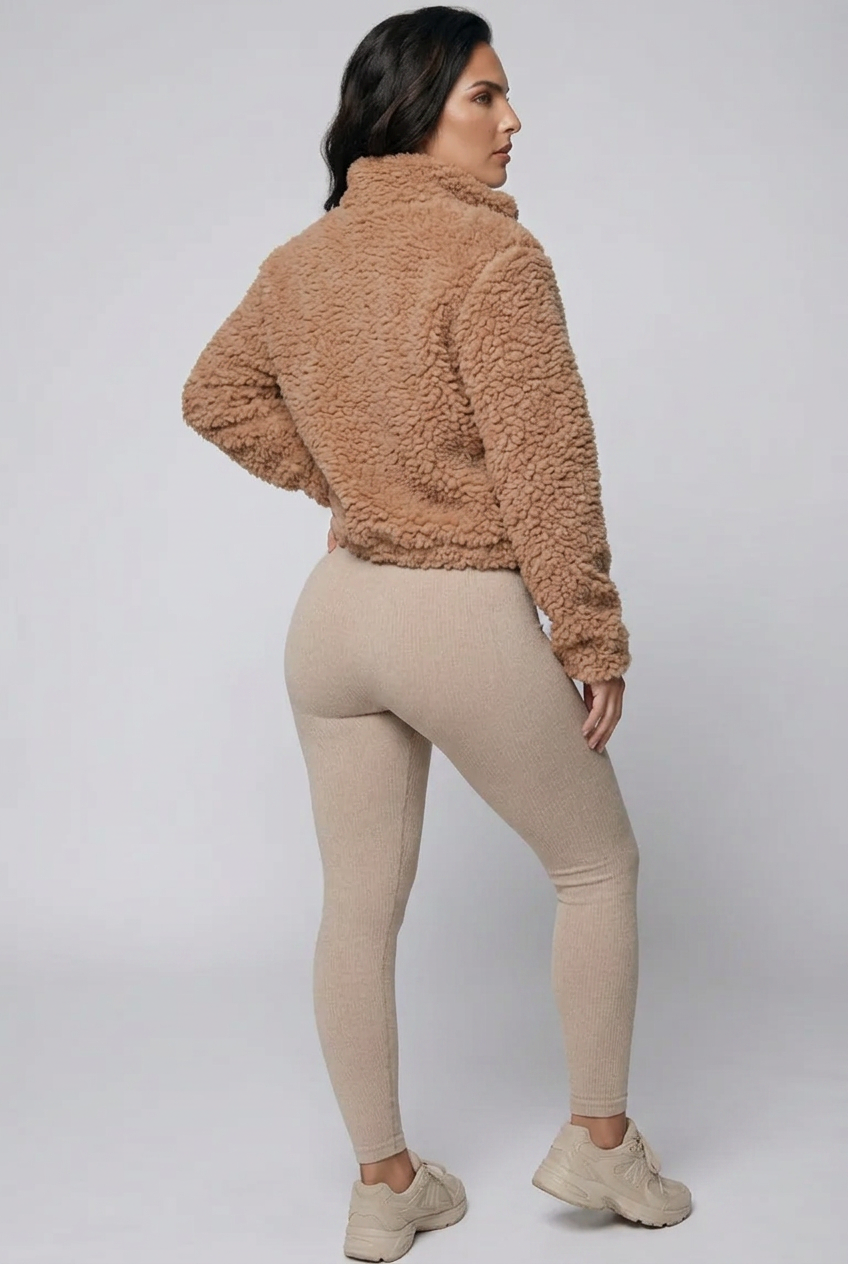 Cozy Zip Up Cropped Sherpa Jacket