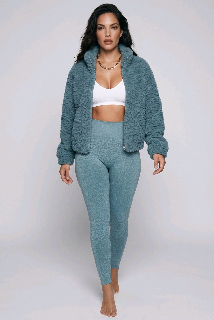 Cozy Zip Up Cropped Sherpa Jacket