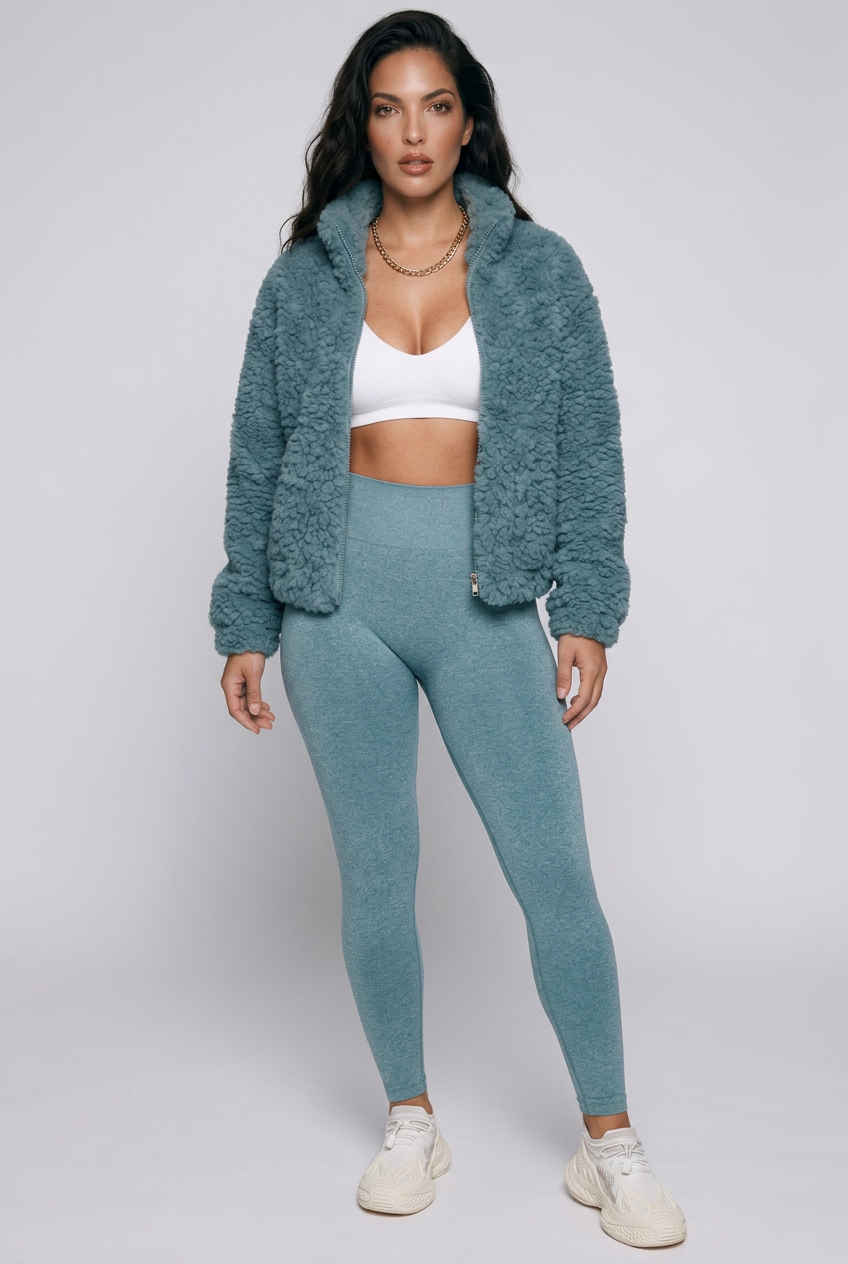 Cozy Zip Up Cropped Sherpa Jacket