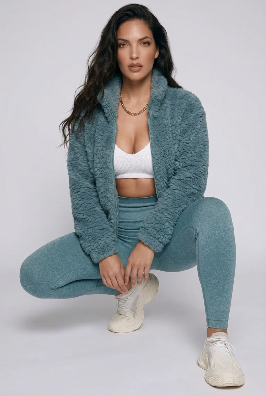 Cozy Zip Up Cropped Sherpa Jacket