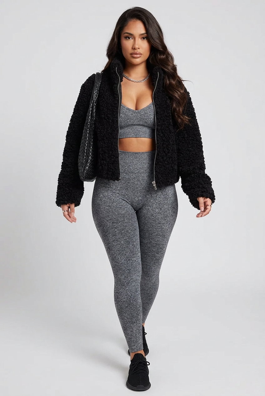 Cozy Zip Up Cropped Sherpa Jacket