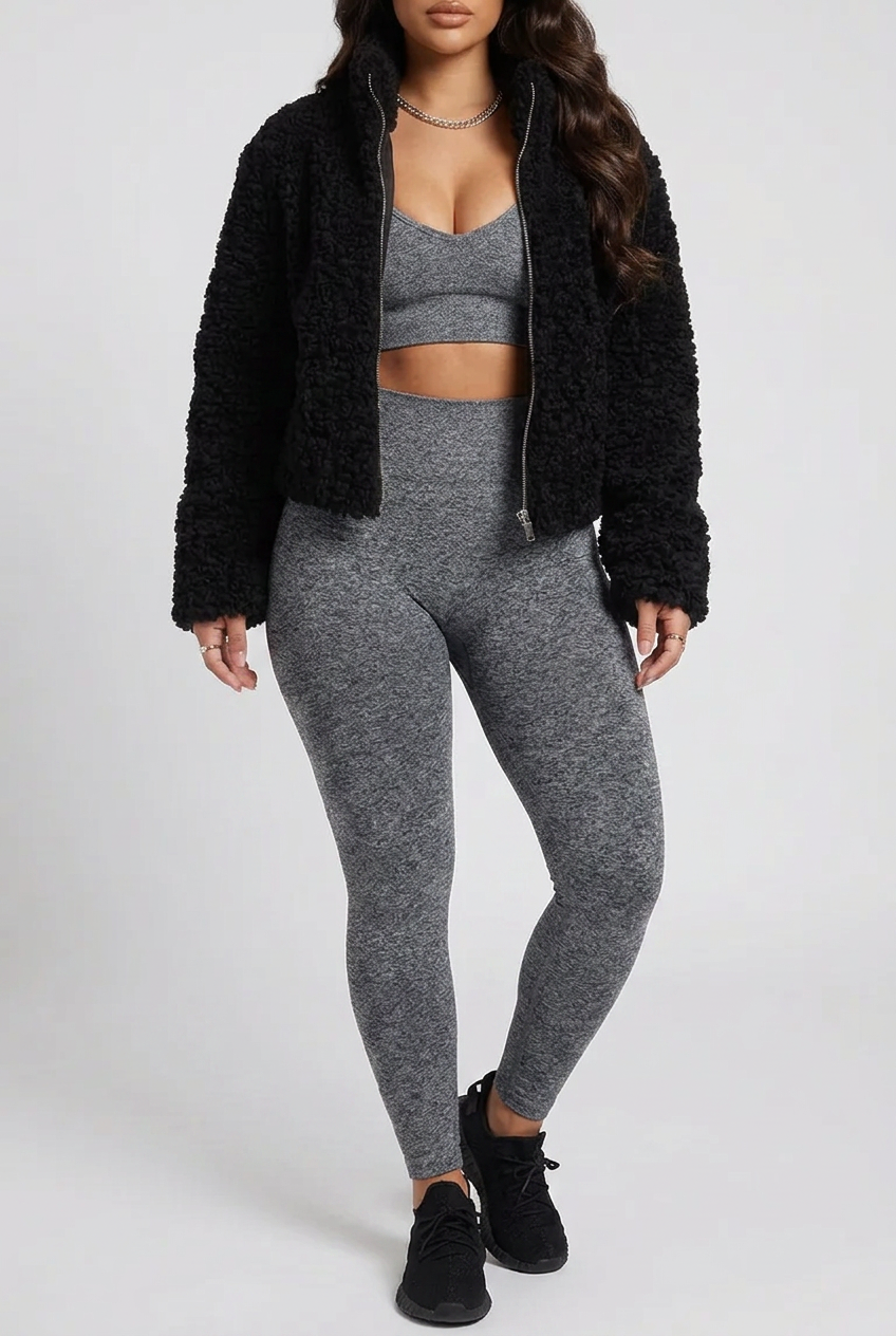 Cozy Zip Up Cropped Sherpa Jacket
