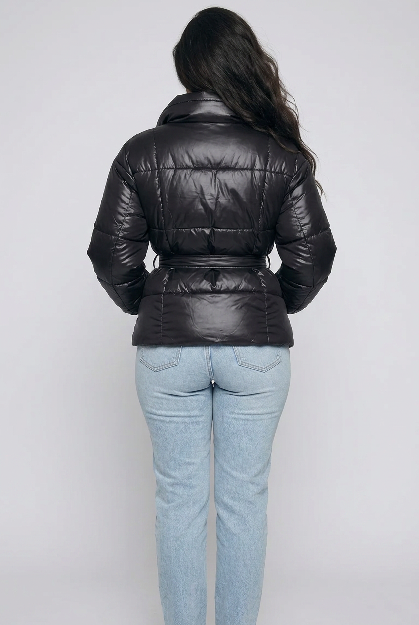 Long Sleeve Belted Puffer Jacket