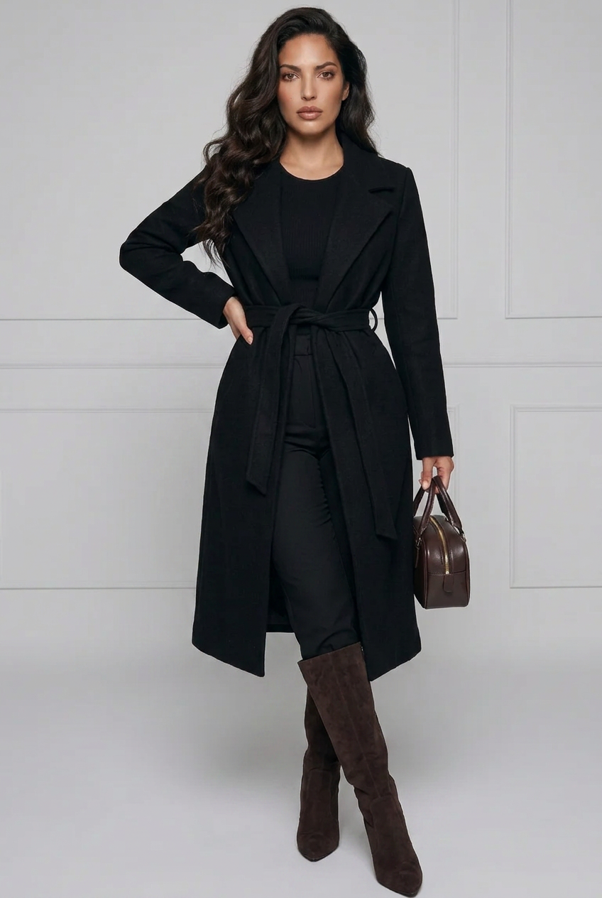 Trinity Tie Waist Longline Coat