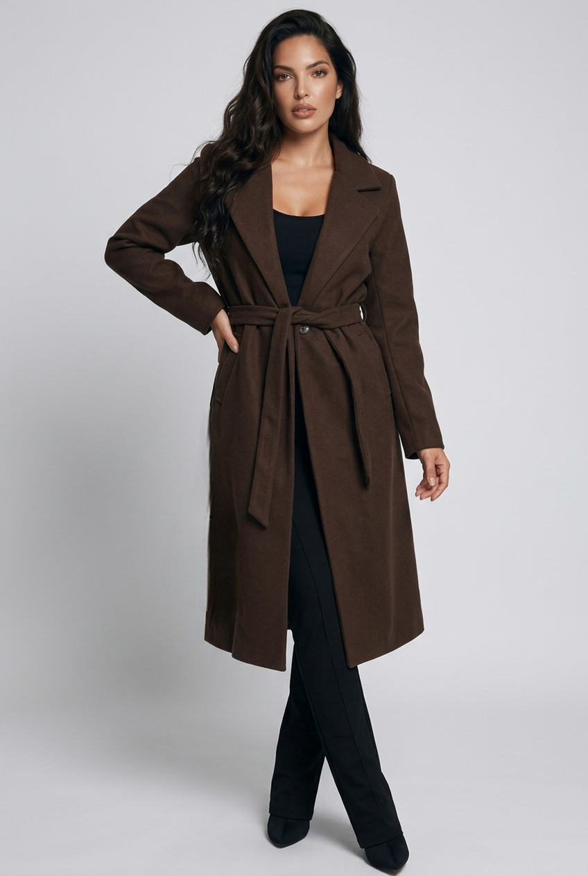 Trinity Tie Waist Longline Coat