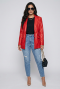 Falcon Faux Leather Button Up Long Sleeve Blazer (3 Colors)