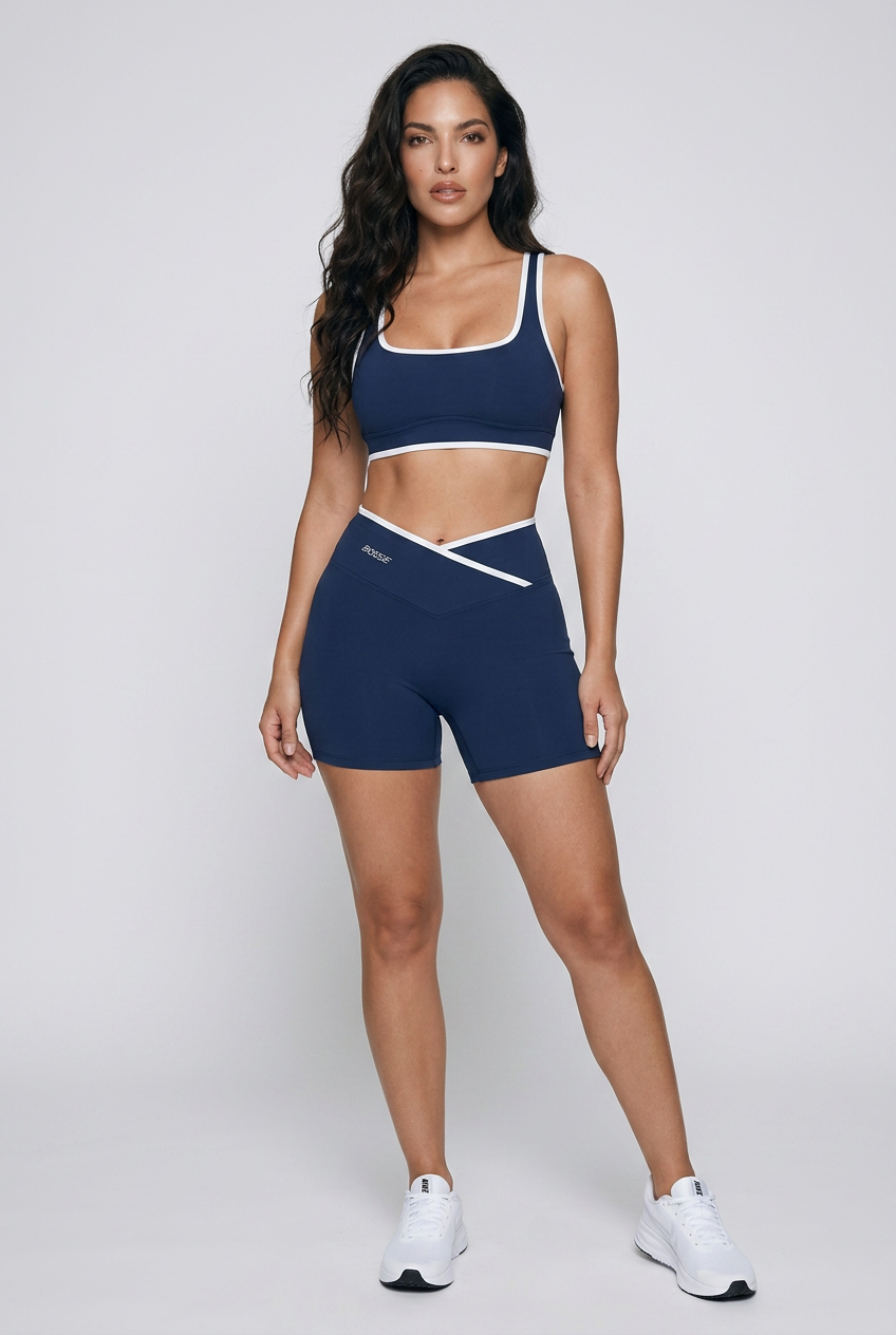 Bosse Fit High Rise Color Block Yoga Shorts