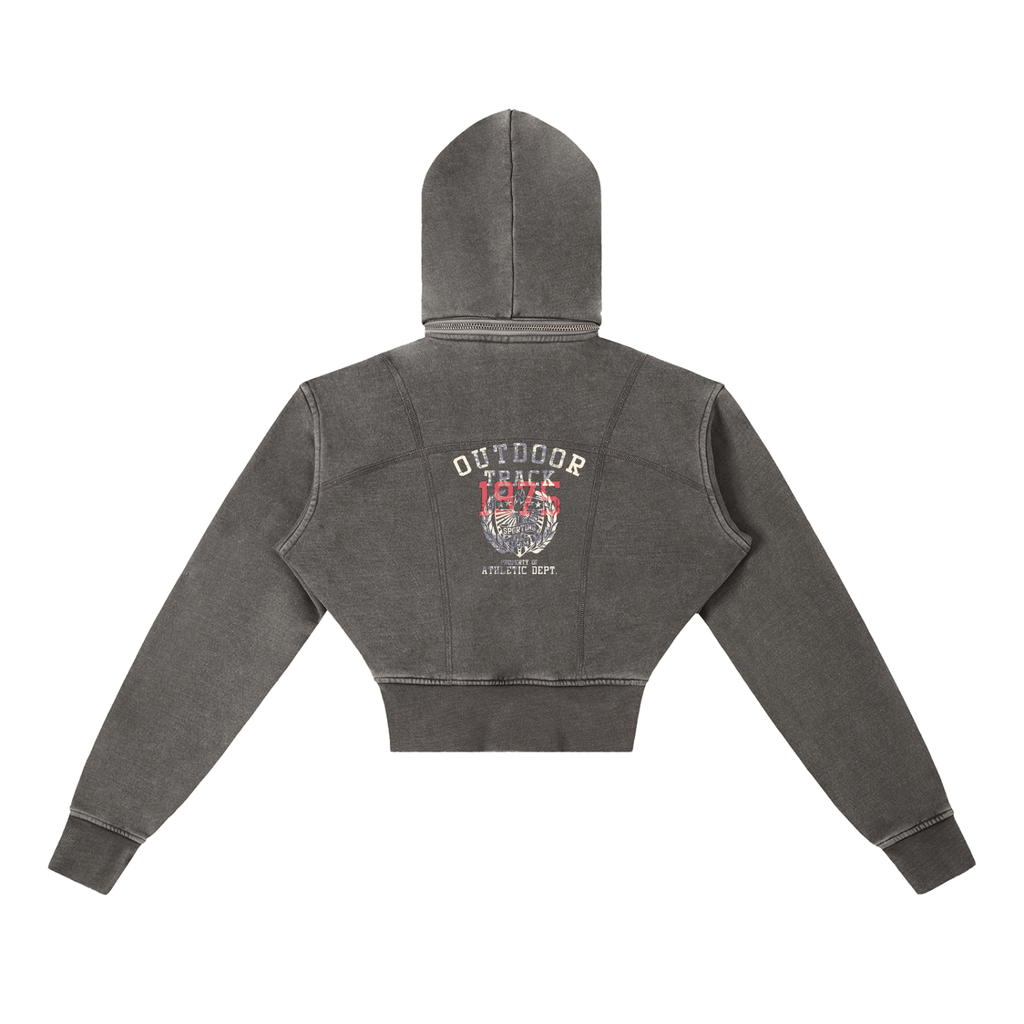 Vintage Washed Cropped Fleece Hoodie