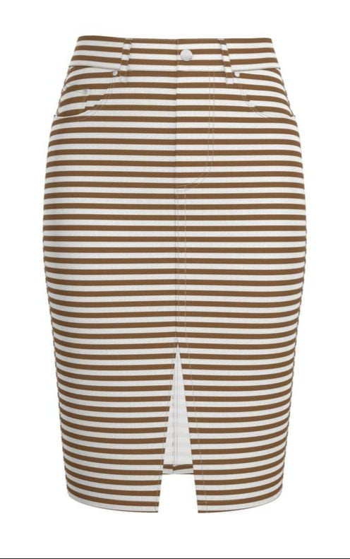 Tess Stripped Denim Midi skirt