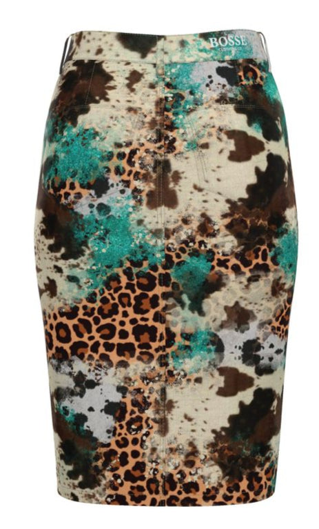 Ryder Cow Print Midi Skirt