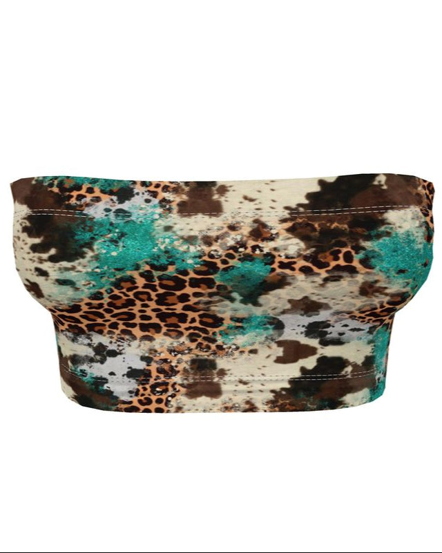 Ryder Cow Print Bandeau Tube Top