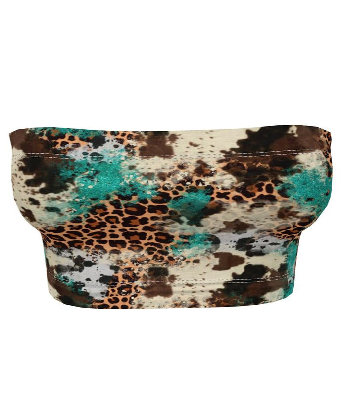 Ryder Cow Print Bandeau Tube Top